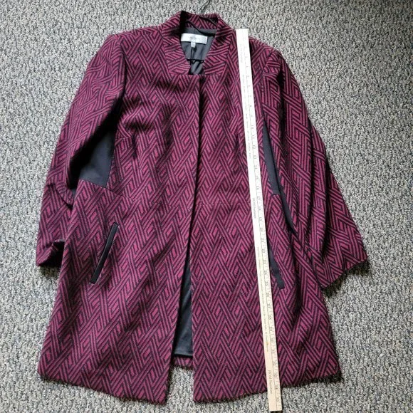 Jones Studio Burgundy and Black Herringbone Long Swing Jacket Size 1X - Picture 9 of 12